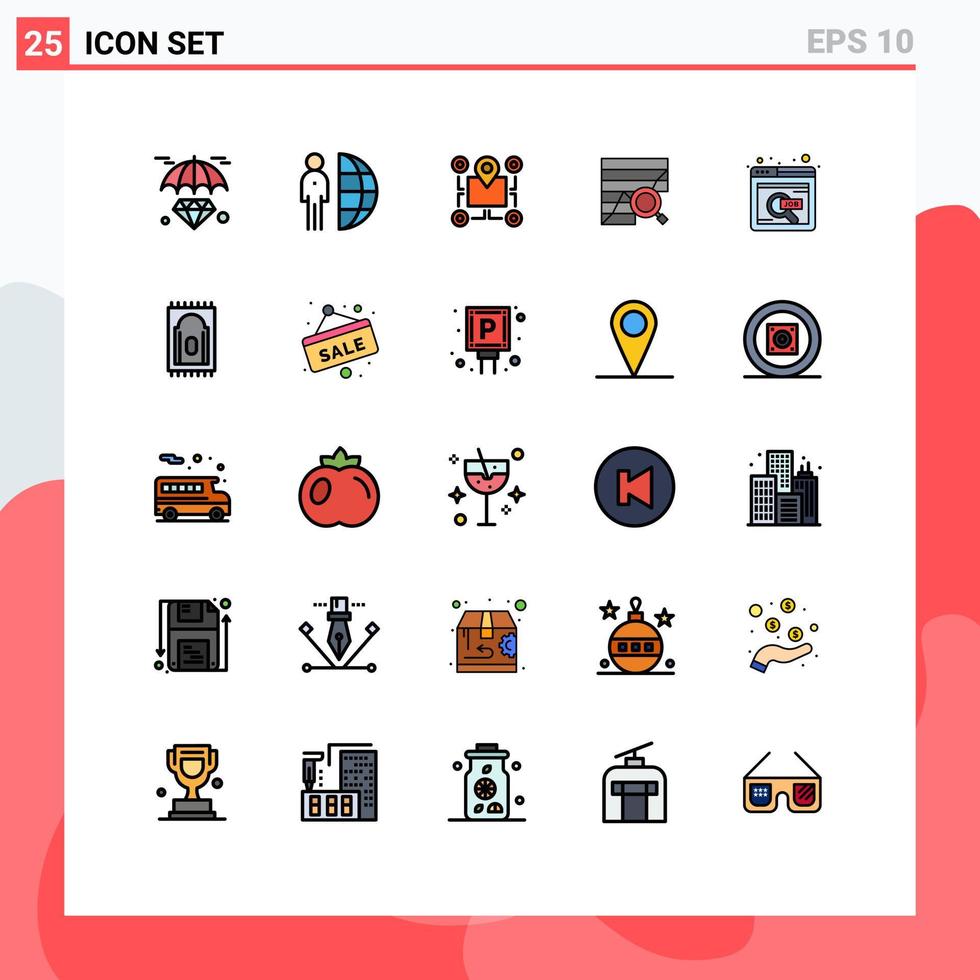 25 interface utilisateur ligne remplie pack de couleurs plates de signes et symboles modernes de la zone d'analyse du personnel analytique graphique éléments de conception vectoriels modifiables vecteur