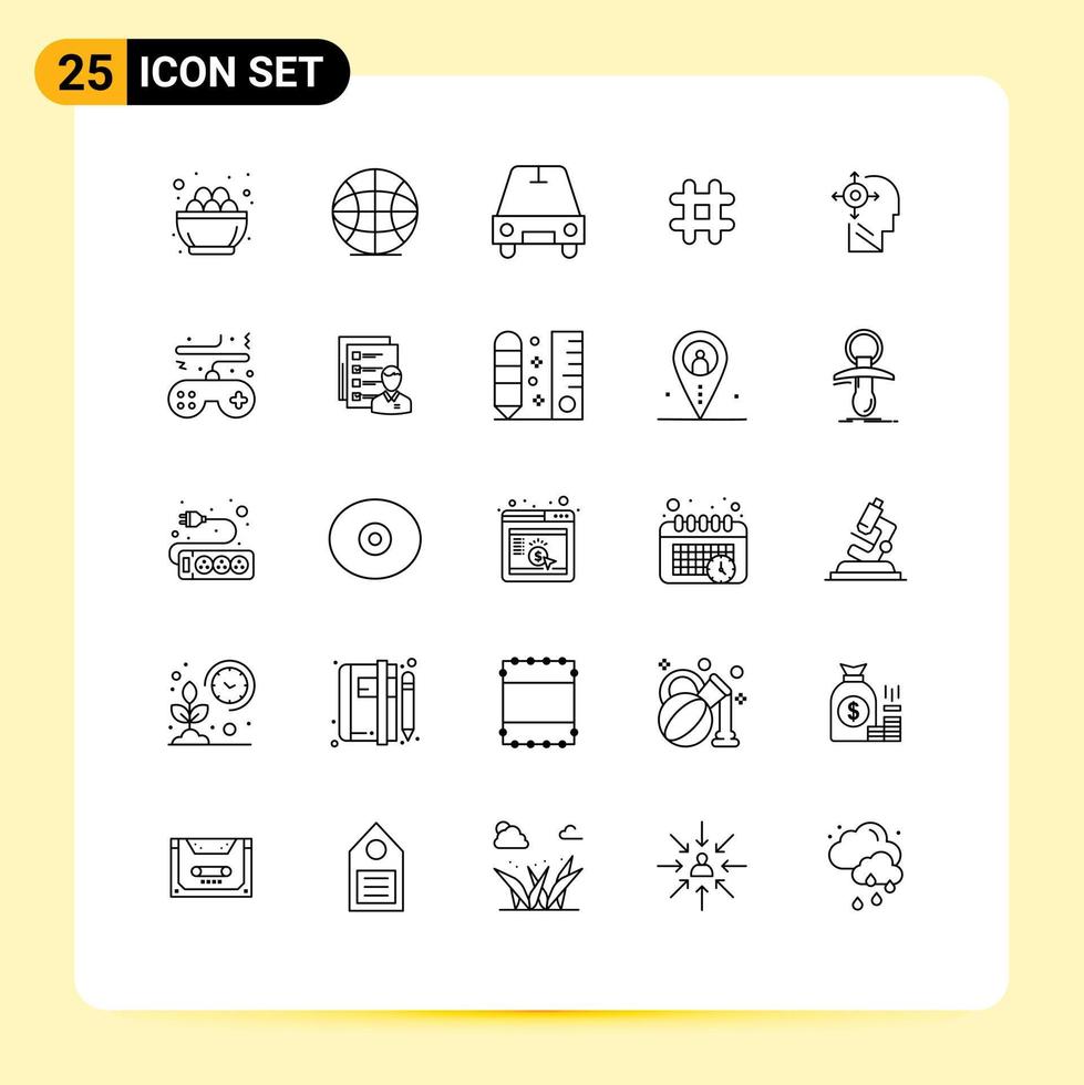 concept de 25 lignes pour les sites Web mobiles et les applications vous-même esprit voiture twitter hash tag éléments de conception vectoriels modifiables vecteur