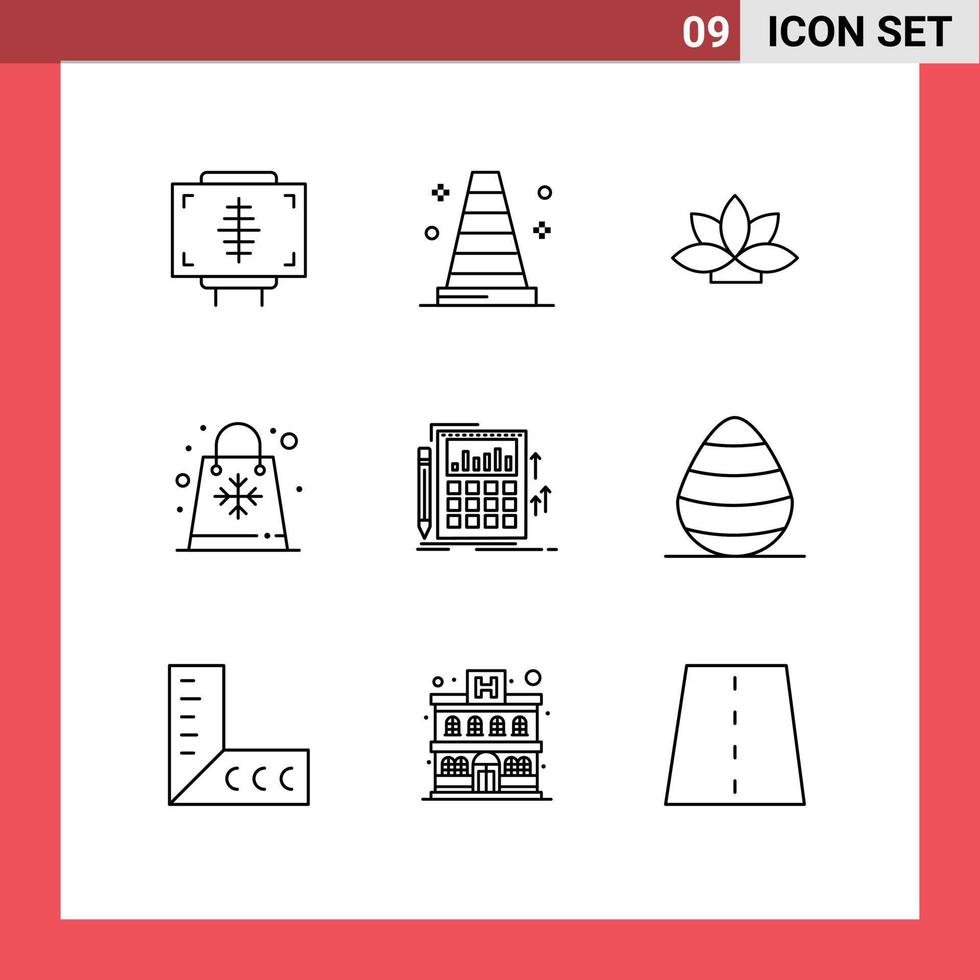 groupe de 9 contours signes et symboles pour les saisons comptables sac de saison des fleurs éléments de conception vectoriels modifiables vecteur