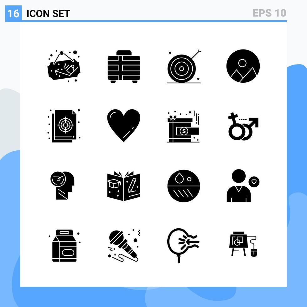 16 icônes de style solide modernes symboles de glyphe pour un usage général signe d'icône solide créatif isolé sur fond blanc pack de 16 icônes vecteur
