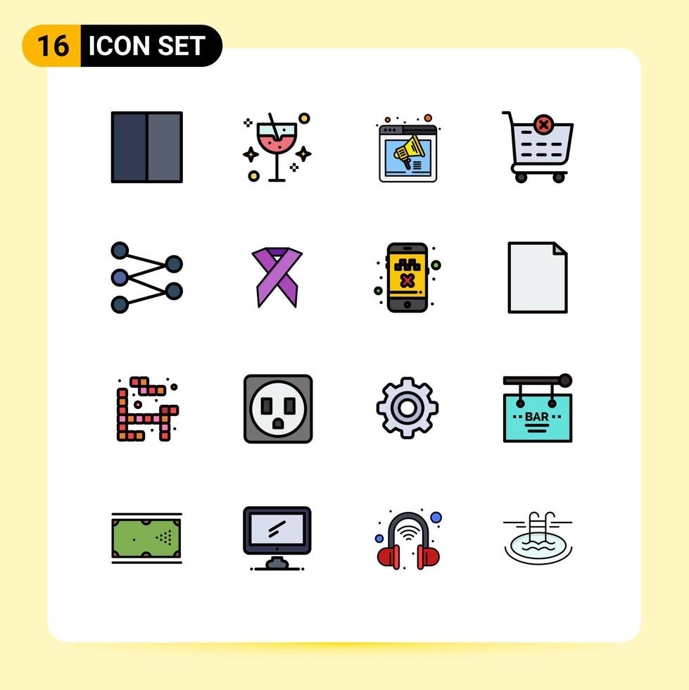 16 icônes créatives signes et symboles modernes de la science panier navigateur supprimer la page Web éléments de conception vectoriels créatifs modifiables vecteur