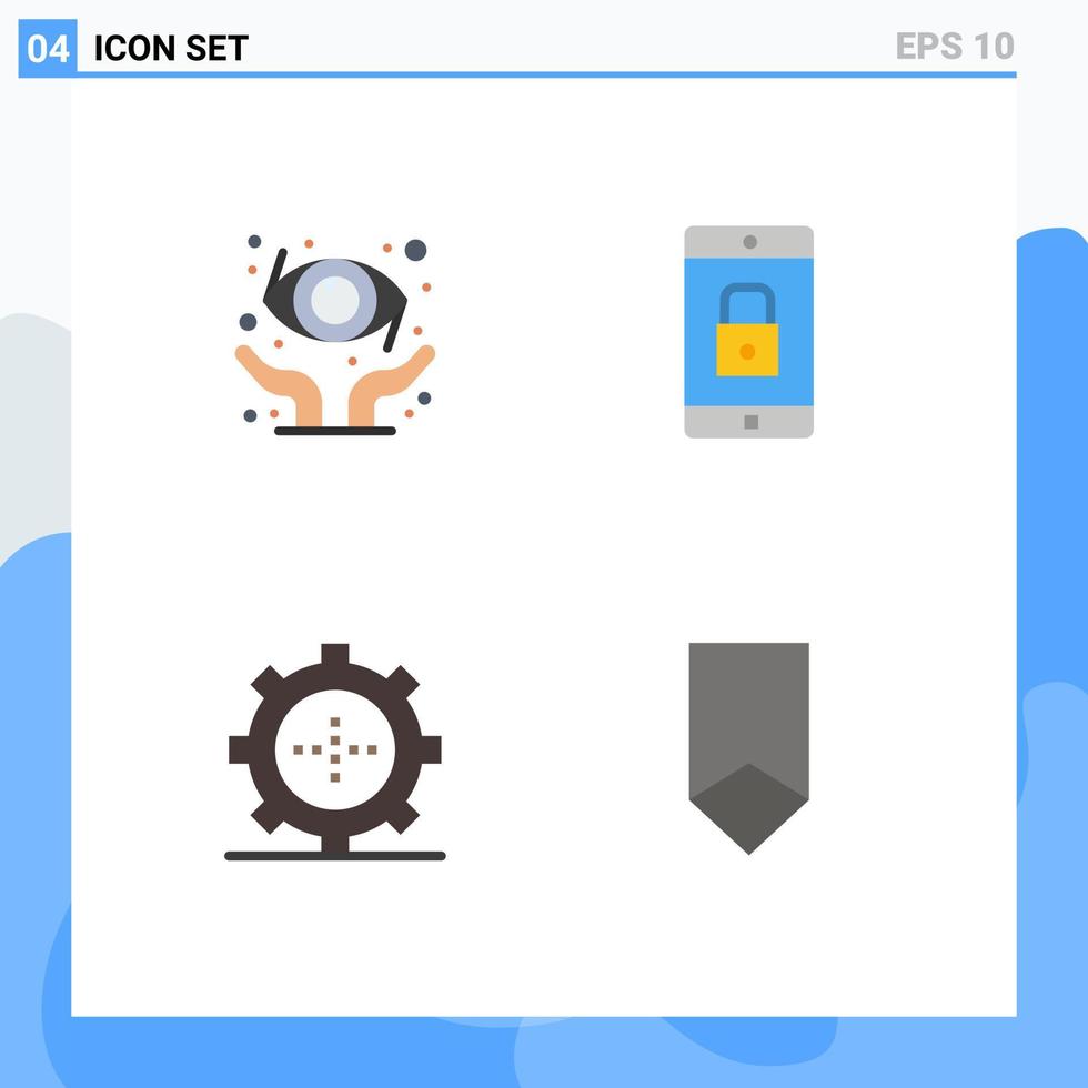 4 icônes plates vectorielles thématiques et symboles modifiables d'éléments de conception vectoriels modifiables de technologie mobile d'application de gadget de protection vecteur