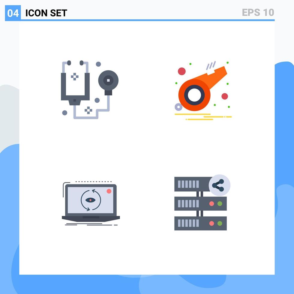 interface utilisateur pack de 4 icônes plates de base d'outils d'application de médecin logiciel de sport éléments de conception vectoriels modifiables vecteur