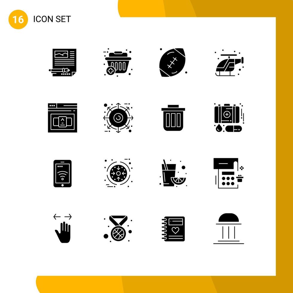 16 icônes créatives signes et symboles modernes d'aide panier d'achat rapide jeu d'urgence éléments de conception vectoriels modifiables vecteur