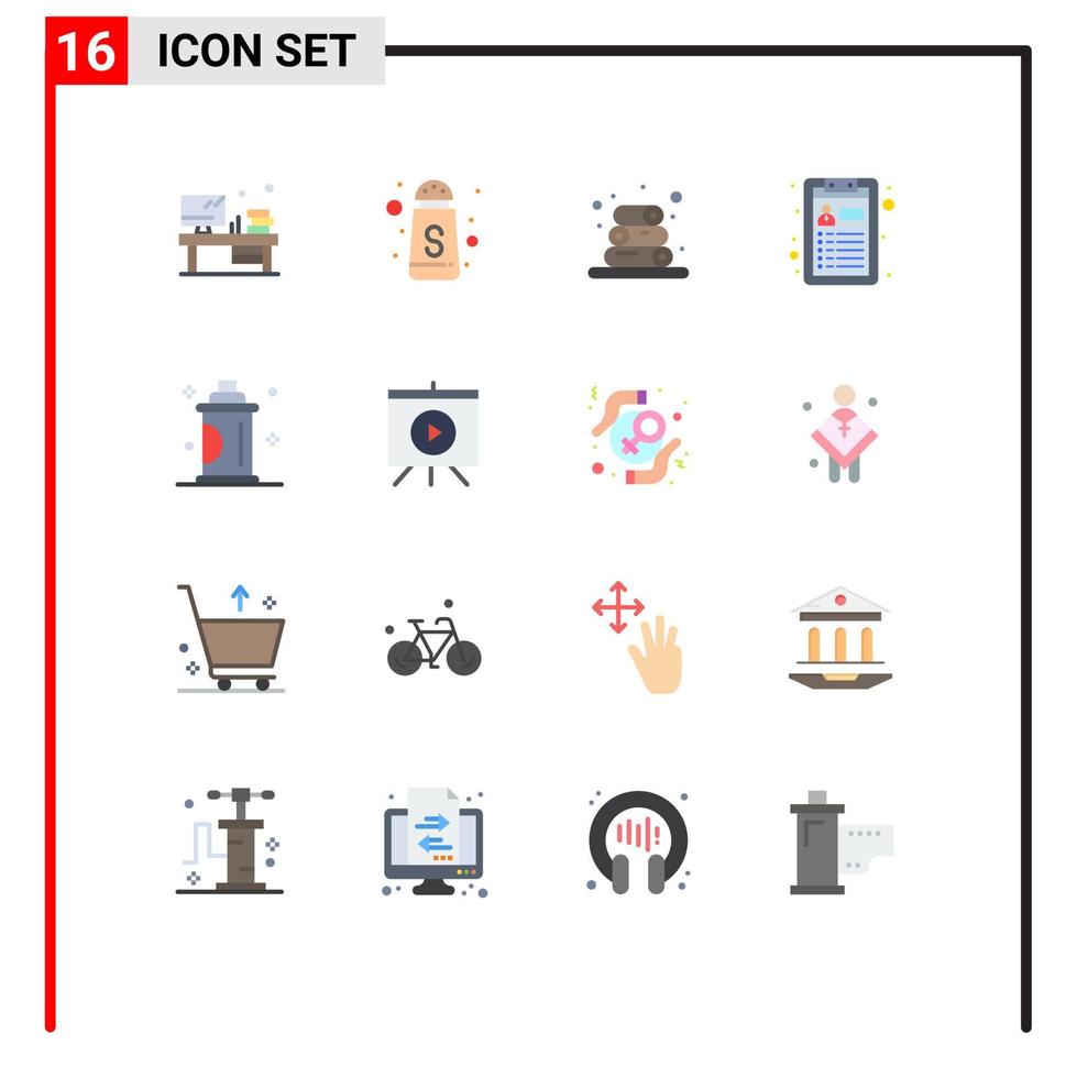 pack de 16 signes et symboles de couleurs plates modernes pour les supports d'impression web tels que les serviettes de cheveux en spray toilettage CV pack modifiable d'éléments de conception de vecteur créatif