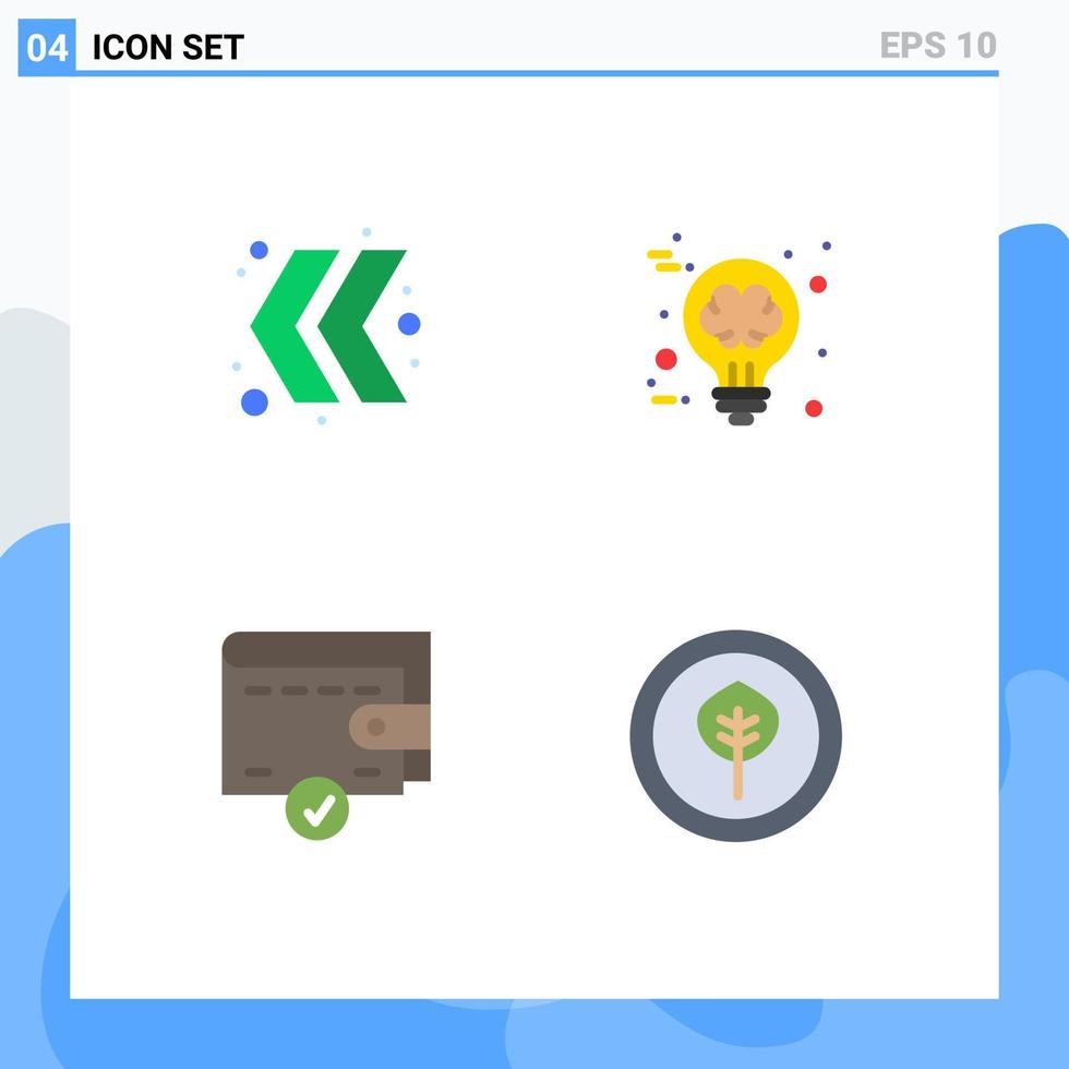 4 concept d'icône plate pour les sites Web mobiles et les applications flèche portefeuille brain brain storming éléments de conception vectoriels modifiables biologiques vecteur