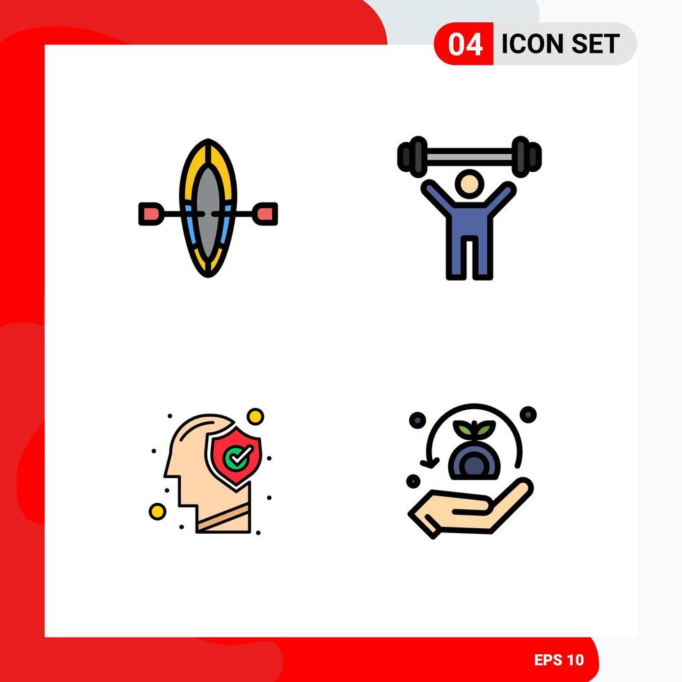 groupe de 4 signes et symboles de couleurs plates remplies pour le bateau humain fitness poids esprit éléments de conception vectoriels modifiables vecteur