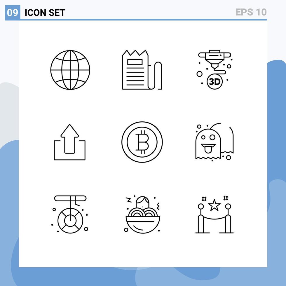 ensemble moderne de 9 contours pictogramme de flèches de prix bitcoin impression d'éléments de conception vectoriels modifiables vecteur