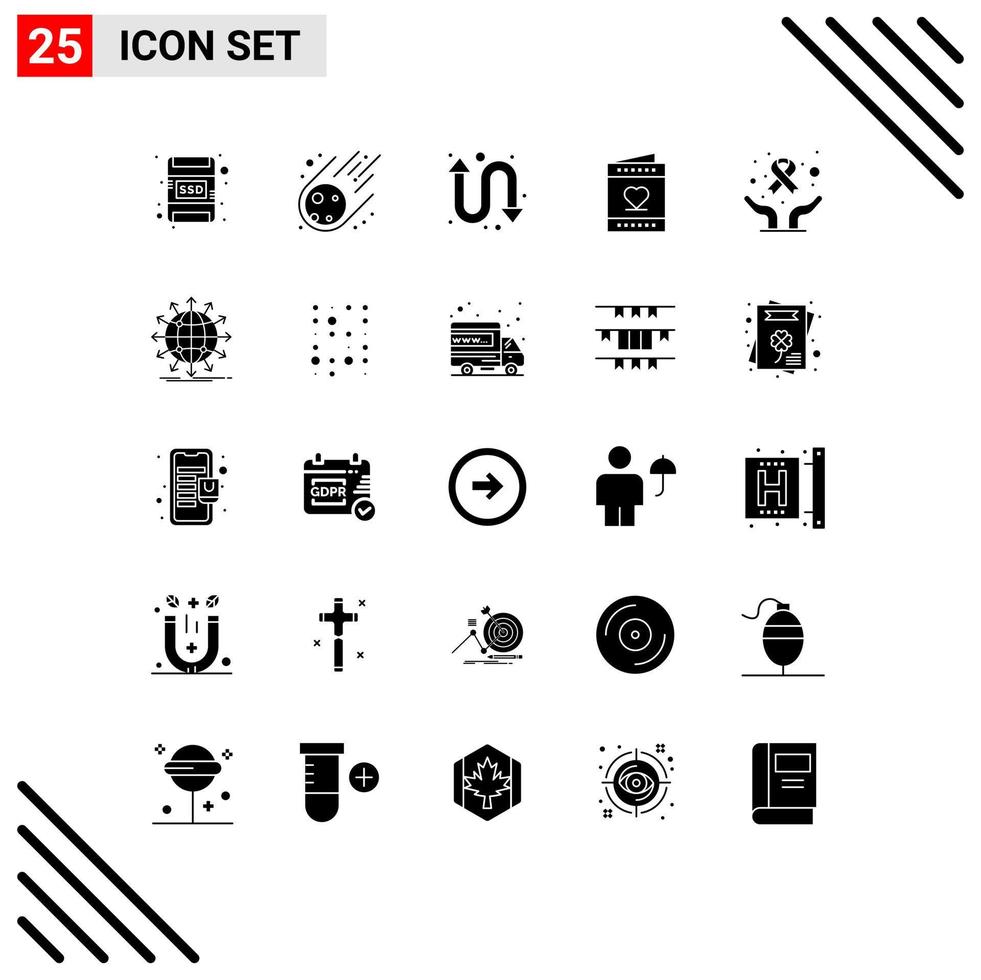 25 icônes créatives signes et symboles modernes de la garderie contre le cancer répéter l'invitation coeur éléments de conception vectoriels modifiables vecteur