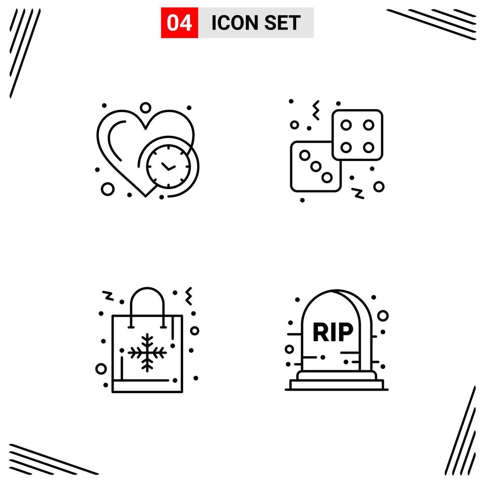 4 icônes ligne style grille basée sur des symboles de contour créatifs pour la conception de sites Web signes d'icône de ligne simple isolés sur fond blanc 4 jeu d'icônes vecteur