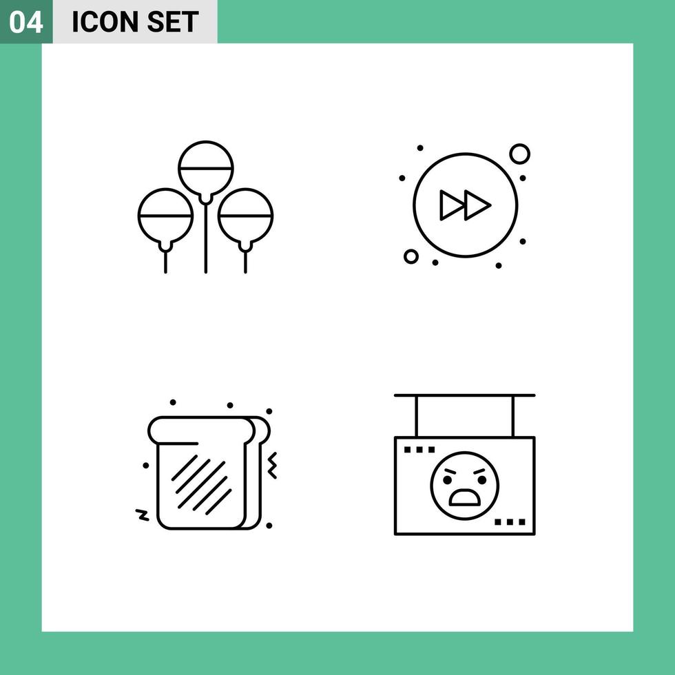 pack d'icônes vectorielles stock de 4 signes et symboles de ligne pour bloon board arrow toast suspendus éléments de conception vectoriels modifiables vecteur