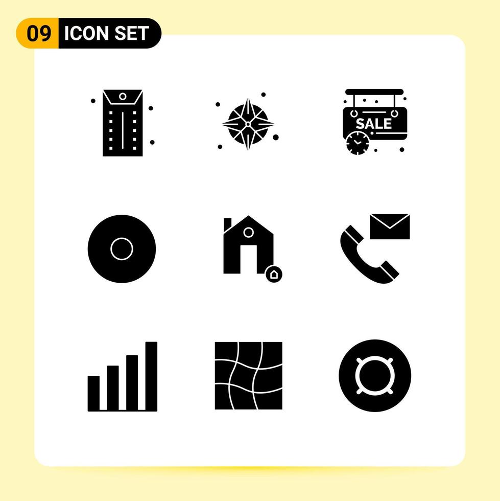 9 icônes créatives signes et symboles modernes d'éléments de conception vectoriels modifiables d'enregistrement immobilier de temps réel vecteur