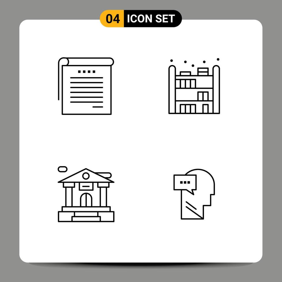 concept de 4 lignes pour sites Web mobiles et applications construction d'étudiants notes d'étudiant dialogue d'étagère éléments de conception vectoriels modifiables vecteur