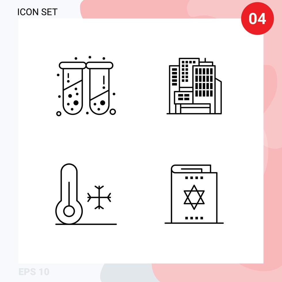 ensemble moderne de 4 couleurs et symboles plats remplis tels que la construction de tubes à essai de thermomètre sanguin éléments de conception vectoriels modifiables halloween vecteur