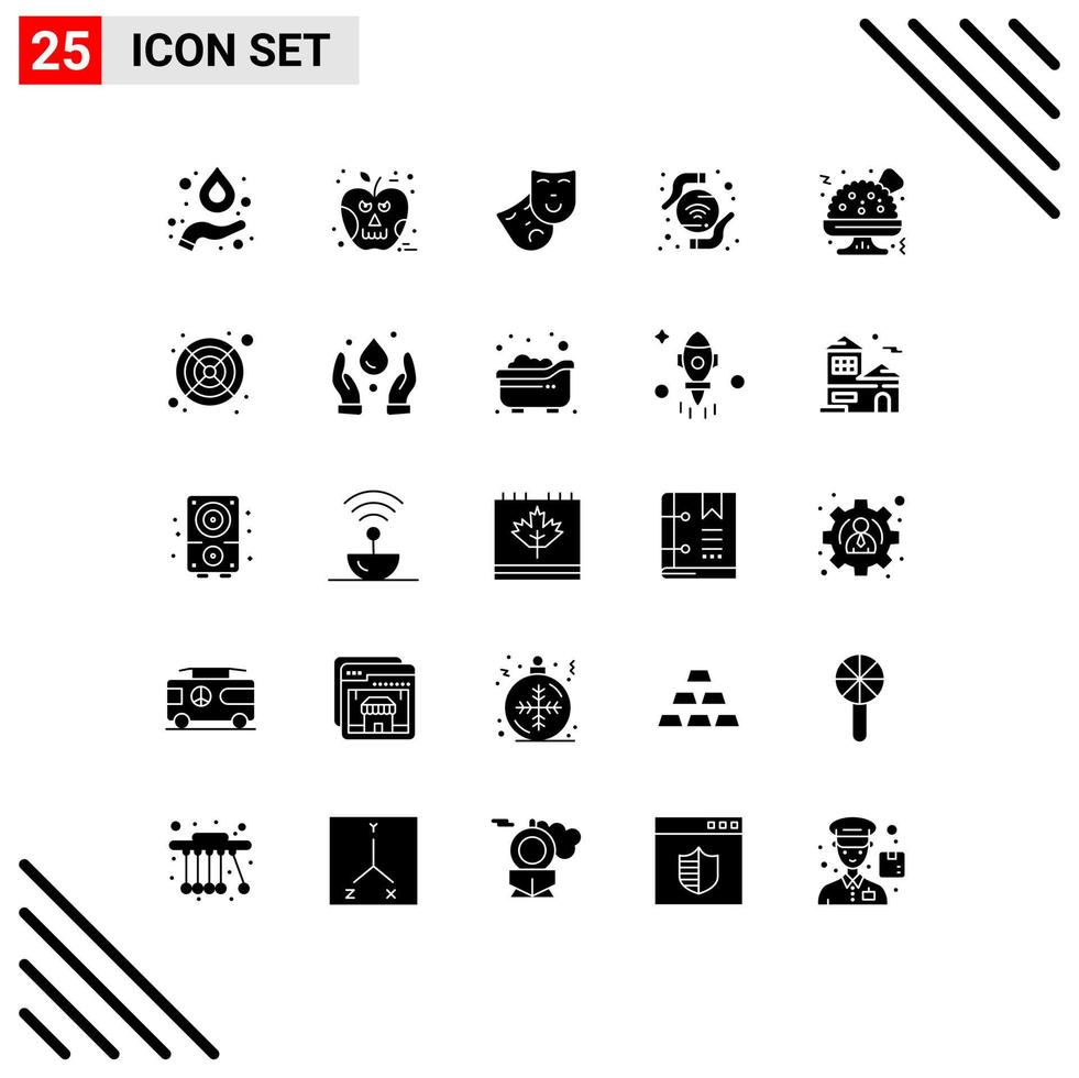 ensemble de 25 symboles d'icônes d'interface utilisateur modernes signes pour le rôle de l'ordinateur de ventilateur restauration rapide éléments de conception vectoriels modifiables sans fil vecteur