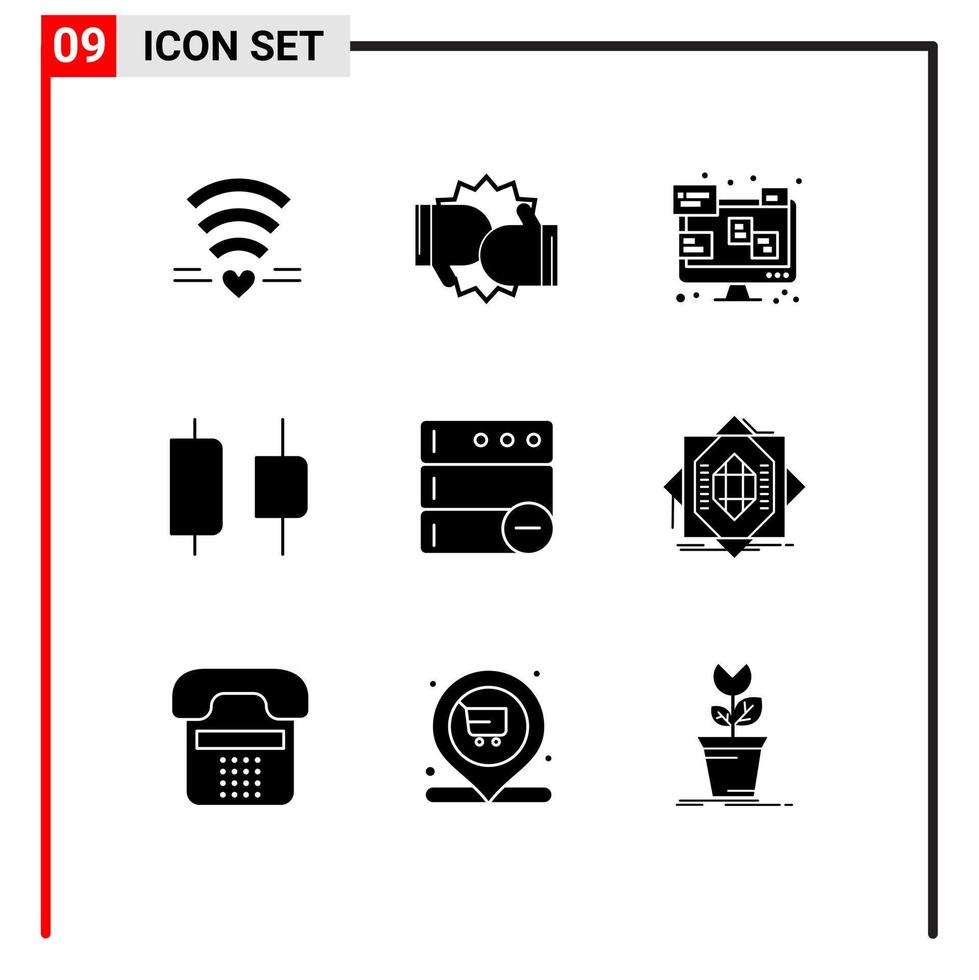pack d'icônes vectorielles stock de 9 signes et symboles de ligne pour supprimer les gants horizontaux distribuer les éléments de conception vectoriels modifiables du moniteur vecteur