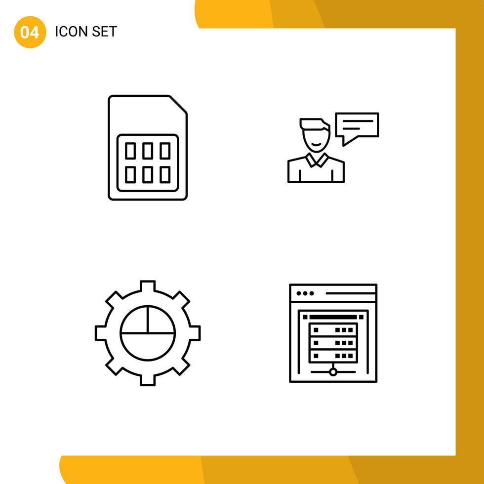 pack d'icônes vectorielles stock de 4 signes et symboles de ligne pour la conversation de carte sim message finance éléments de conception vectoriels modifiables vecteur