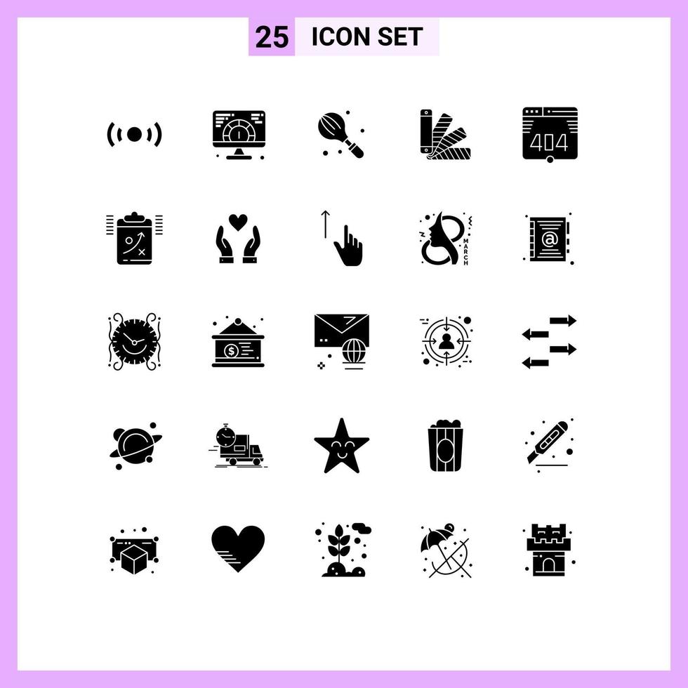 groupe de 25 glyphes solides modernes définis pour la palette d'échantillons servant des éléments de conception vectoriels modifiables de cuisine de couleur vecteur