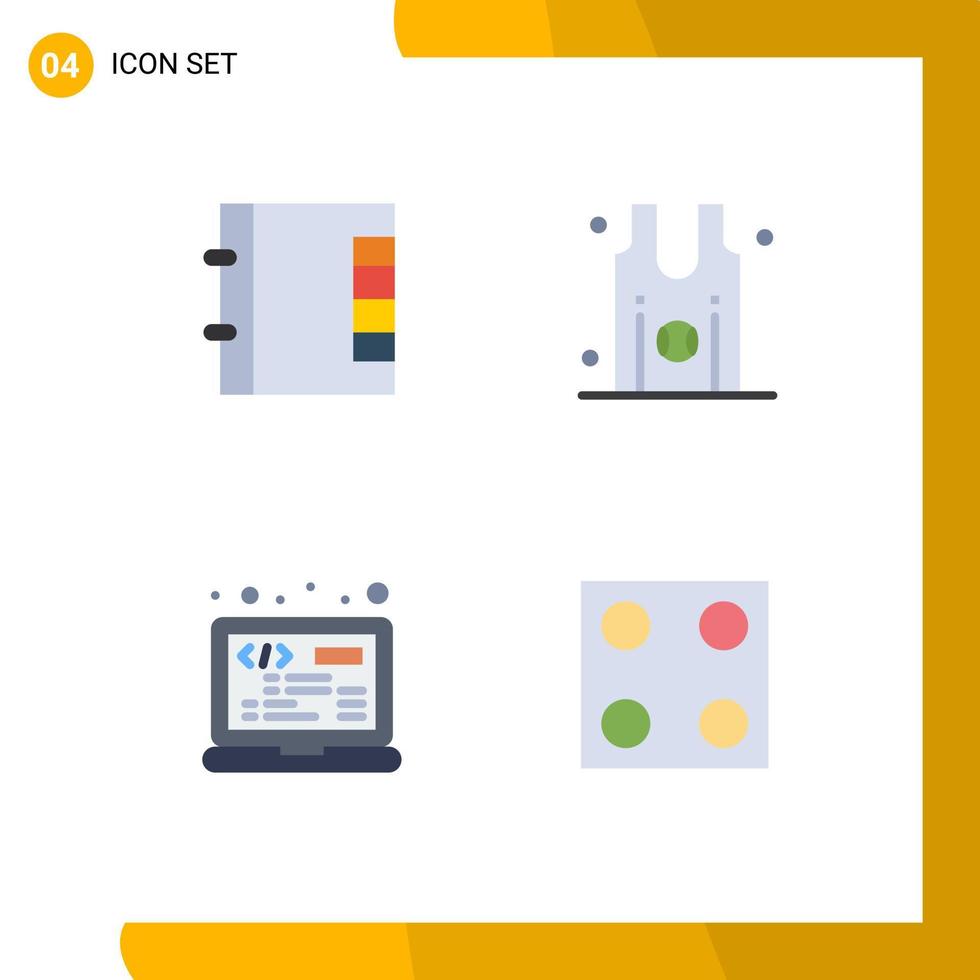 interface utilisateur pack de 4 icônes plates de base de contacts programmation équipe de basket-ball éléments de conception vectoriels modifiables électro vecteur