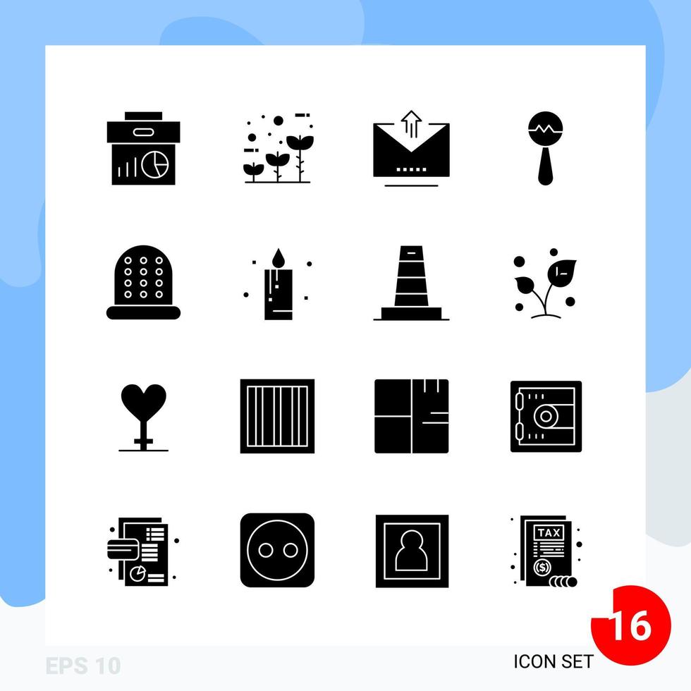pack moderne de 16 symboles de glyphes solides d'icônes isolés sur fond blanc pour la conception de sites Web vecteur