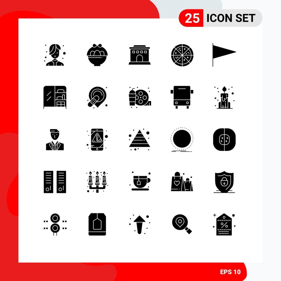 pack de glyphes solides de 25 symboles universels de meubles de garde-robe maison marque pays éléments de conception vectoriels modifiables vecteur