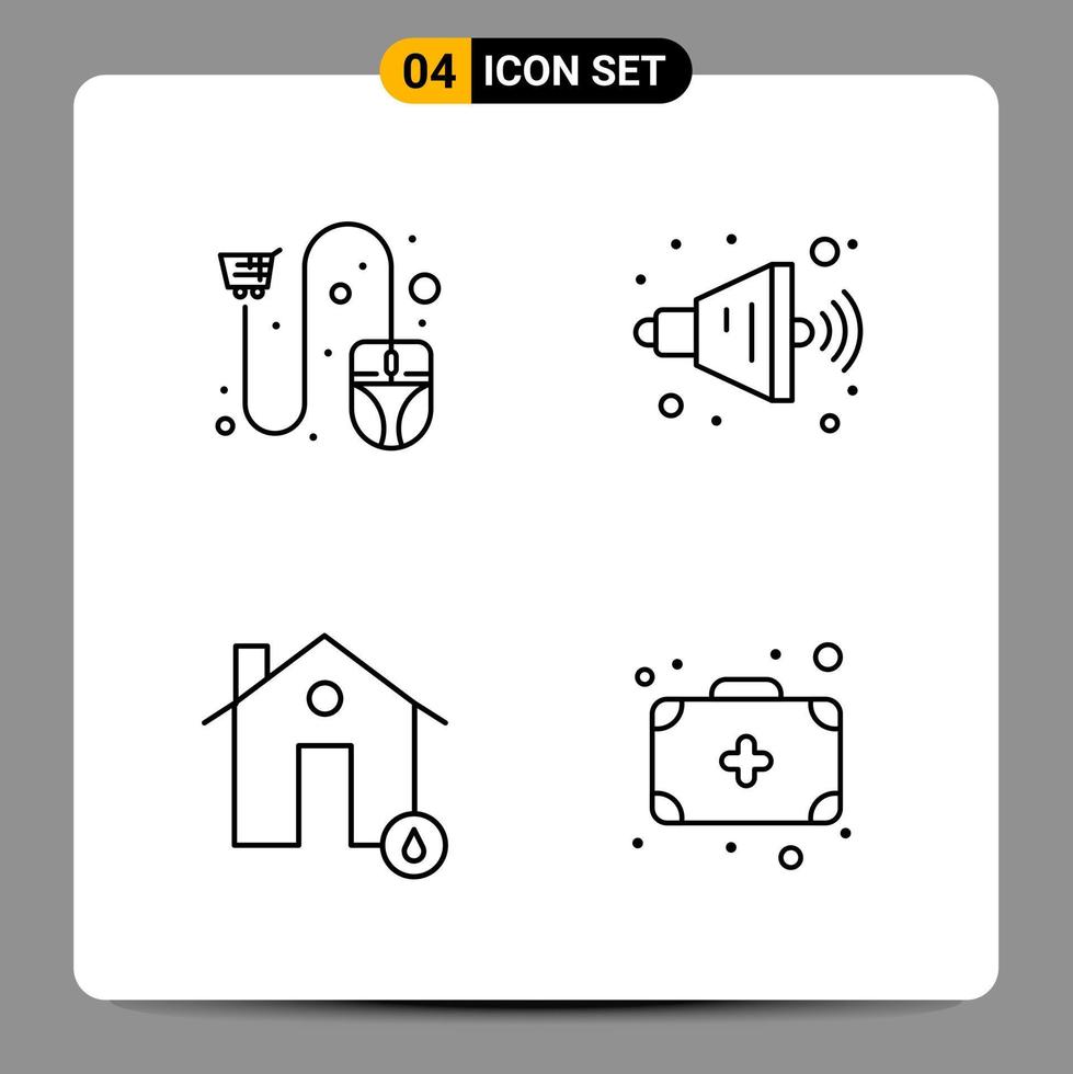 4 symboles de contour du pack d'icônes noires signes pour des conceptions réactives sur fond blanc 4 icônes définies vecteur