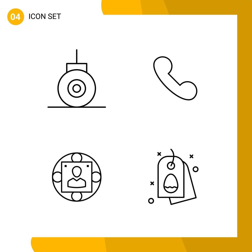 4 symboles de contour de pack d'icônes de style de ligne de jeu d'icônes isolés sur fond blanc pour la conception de sites Web réactifs vecteur