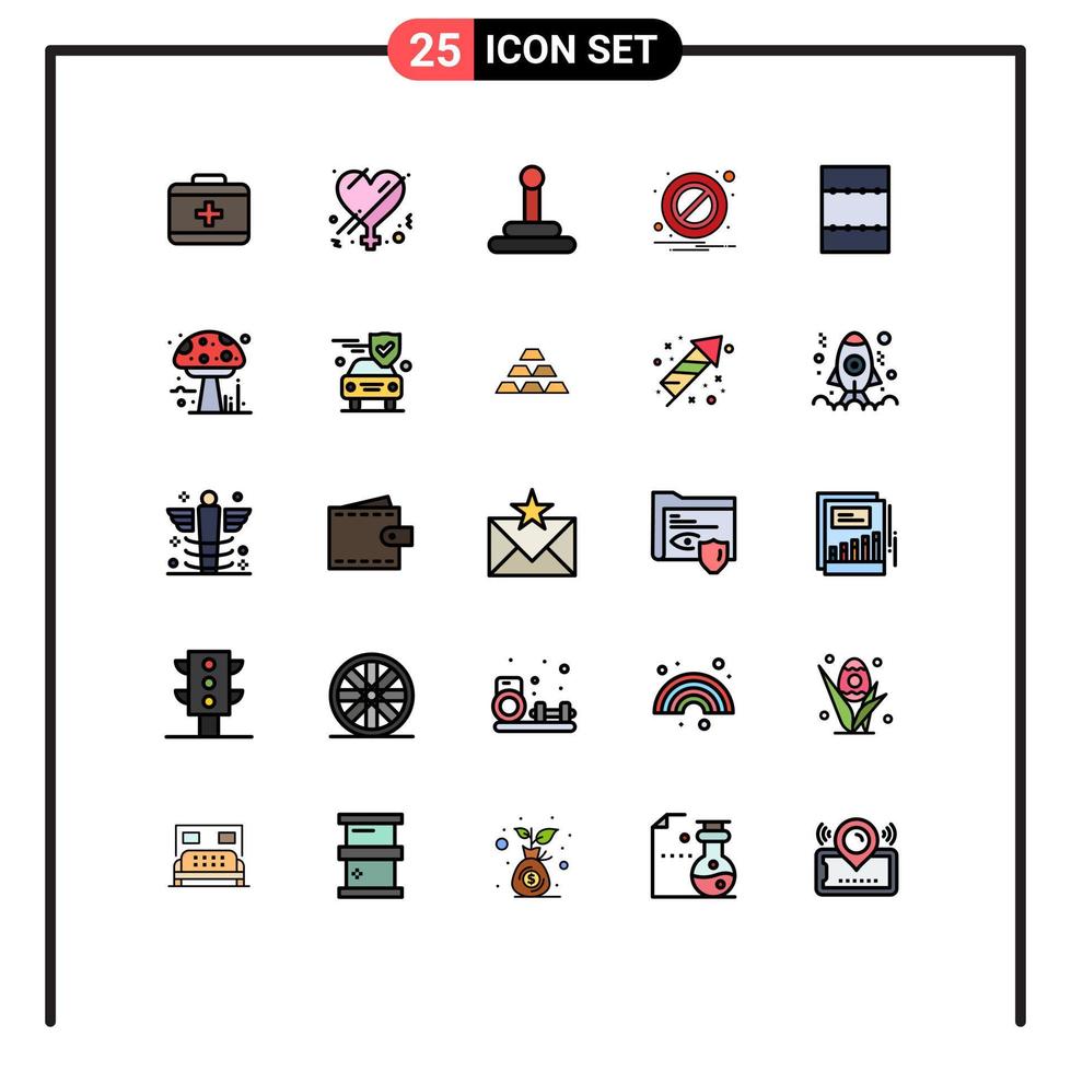 interface mobile ligne remplie couleur plate ensemble de 25 pictogrammes de poison automne van amanita mise en page éléments de conception vectoriels modifiables vecteur