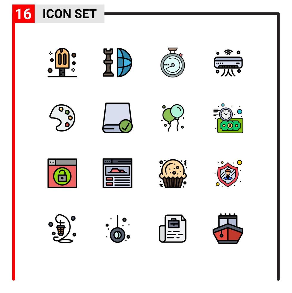 symboles d'icônes universelles groupe de 16 lignes modernes remplies de couleurs plates de wifi internet des objets plan emplacement internet éléments de conception vectoriels créatifs modifiables vecteur
