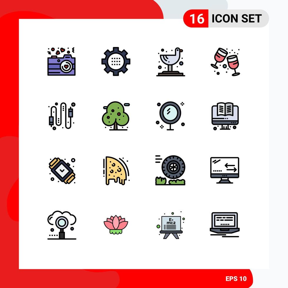 pack d'icônes vectorielles stock de 16 signes et symboles de ligne pour le réglage de la fête par câble éléments de conception vectoriels créatifs modifiables d'anniversaire en verre vecteur