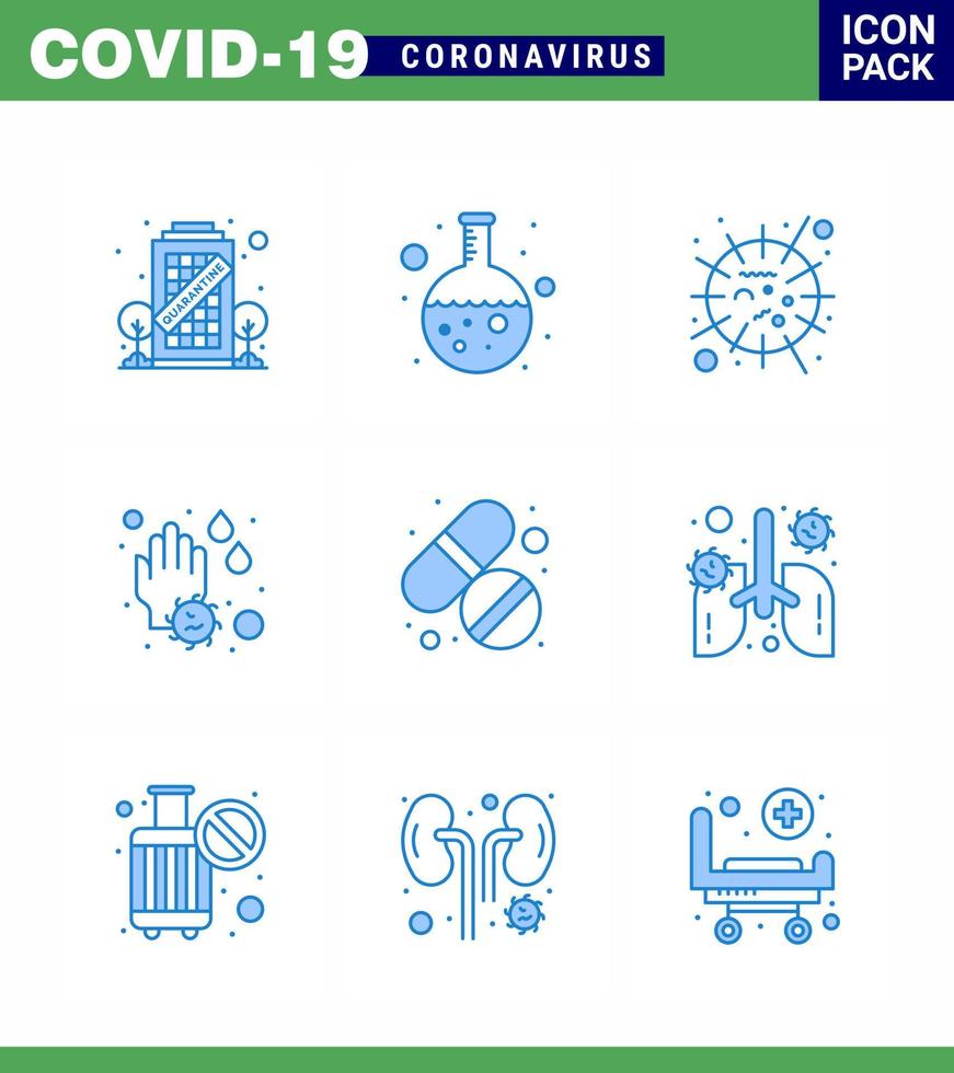 prévention des coronavirus 25 jeu d'icônes bleu médecine lavage grippe savon virus coronavirus viral 2019nov éléments de conception de vecteur de maladie