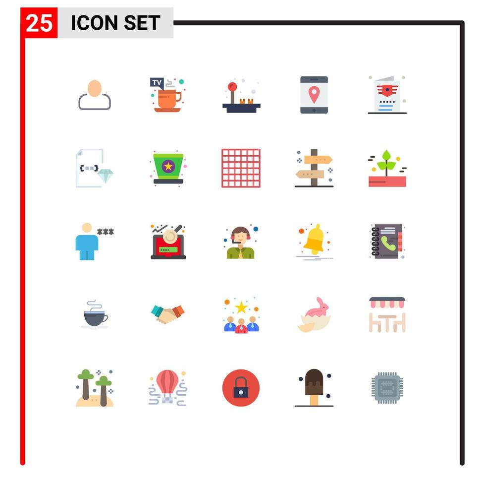 symboles d'icônes universels groupe de 25 couleurs plates modernes de passeport de voyage cartes de vol amusantes éléments de conception vectoriels modifiables vecteur