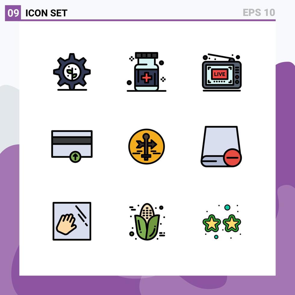pack d'icônes vectorielles stock de 9 signes et symboles de ligne pour guider les paiements de diffusion financer des éléments de conception vectoriels modifiables vecteur