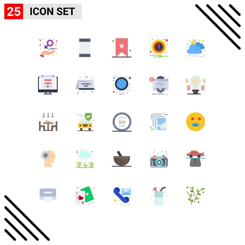 pack de 25 couleurs plates créatives de livre de notification cloud attention ui éléments de conception vectoriels modifiables vecteur