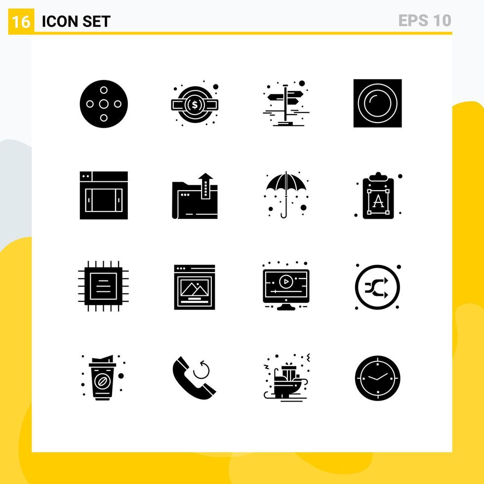 16 ensembles de glyphes solides universels pour la conception d'applications Web et mobiles vecteur