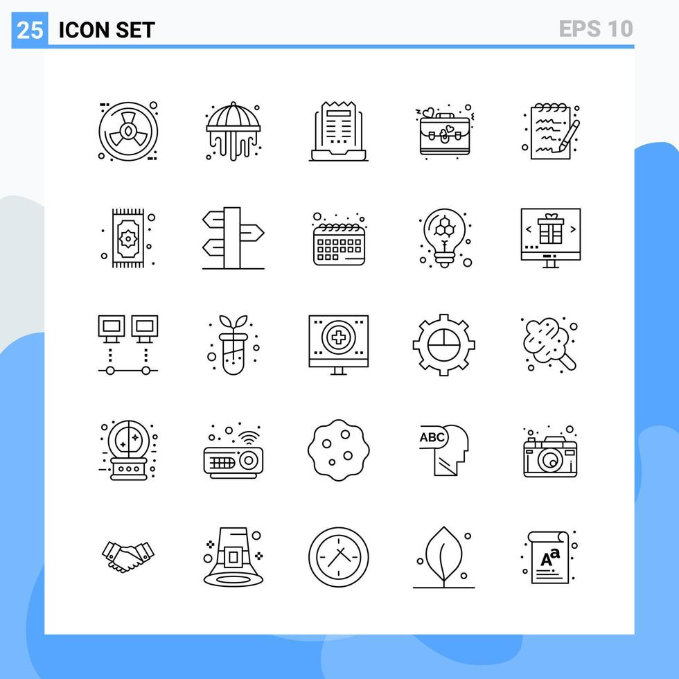icônes de style moderne de 25 lignes décrivent des symboles pour un usage général signe d'icône de ligne créative isolé sur fond blanc pack de 25 icônes vecteur
