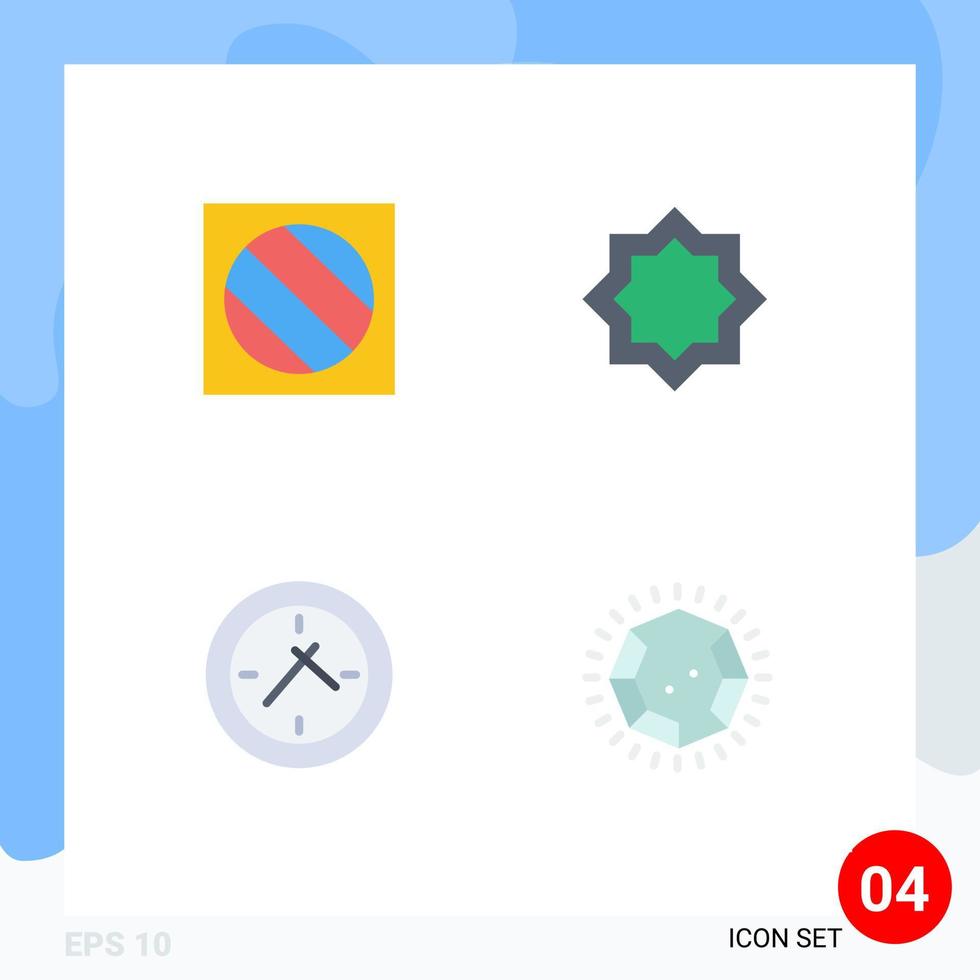 4 icônes créatives signes et symboles modernes d'ombre complète cinéma ombre horloge musulmane éléments de conception vectoriels modifiables vecteur