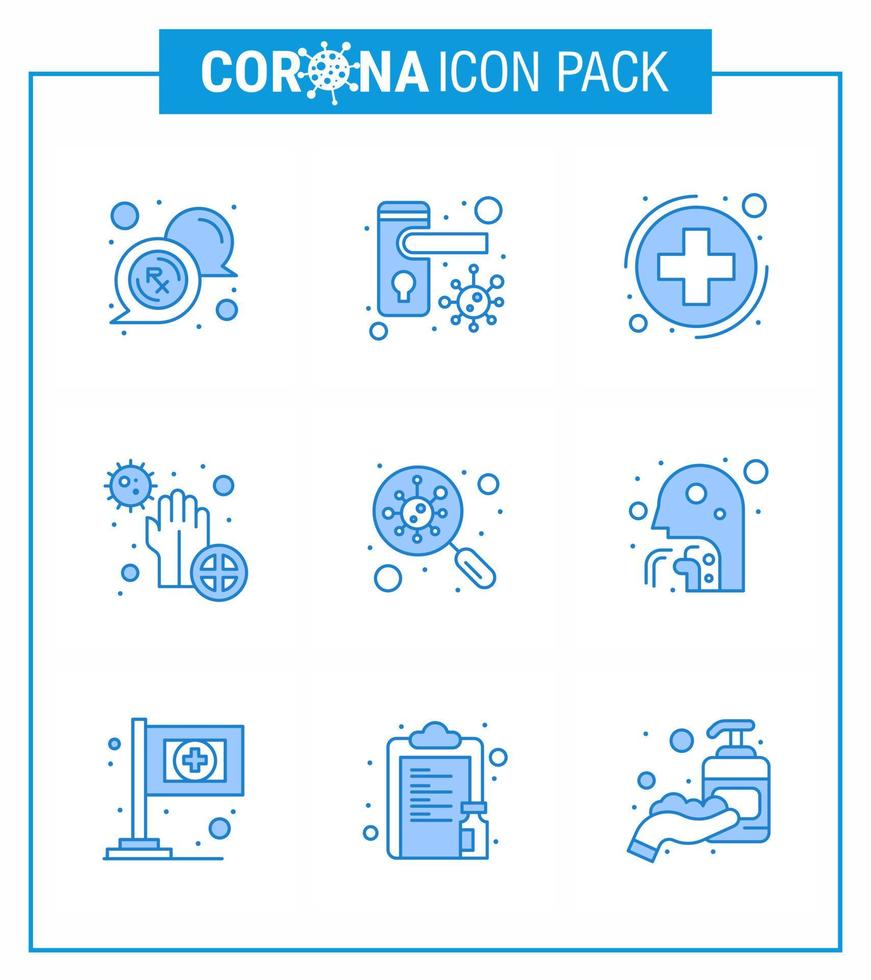 prévention des coronavirus 25 jeu d'icônes bactéries bleues mains maladie médicale covid coronavirus viral 2019nov éléments de conception de vecteur de maladie