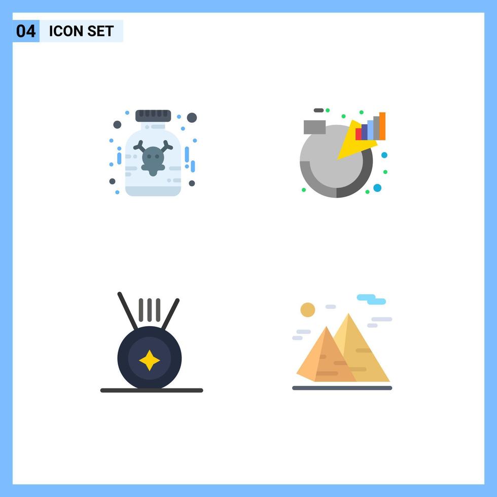 ensemble de 4 symboles d'icônes d'interface utilisateur modernes signes pour les descriptions de médecine de médaille de drogue éléments de conception vectoriels modifiables de montagne vecteur
