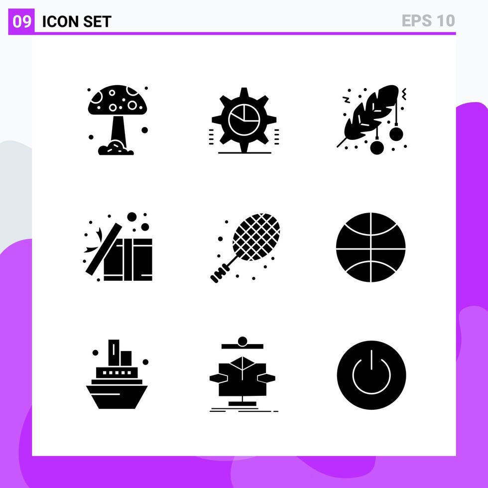ensemble de 9 icônes de style solide symboles de glyphes créatifs pour la conception de sites Web et les applications mobiles signe d'icône solide simple isolé sur fond blanc 9 icônes vecteur