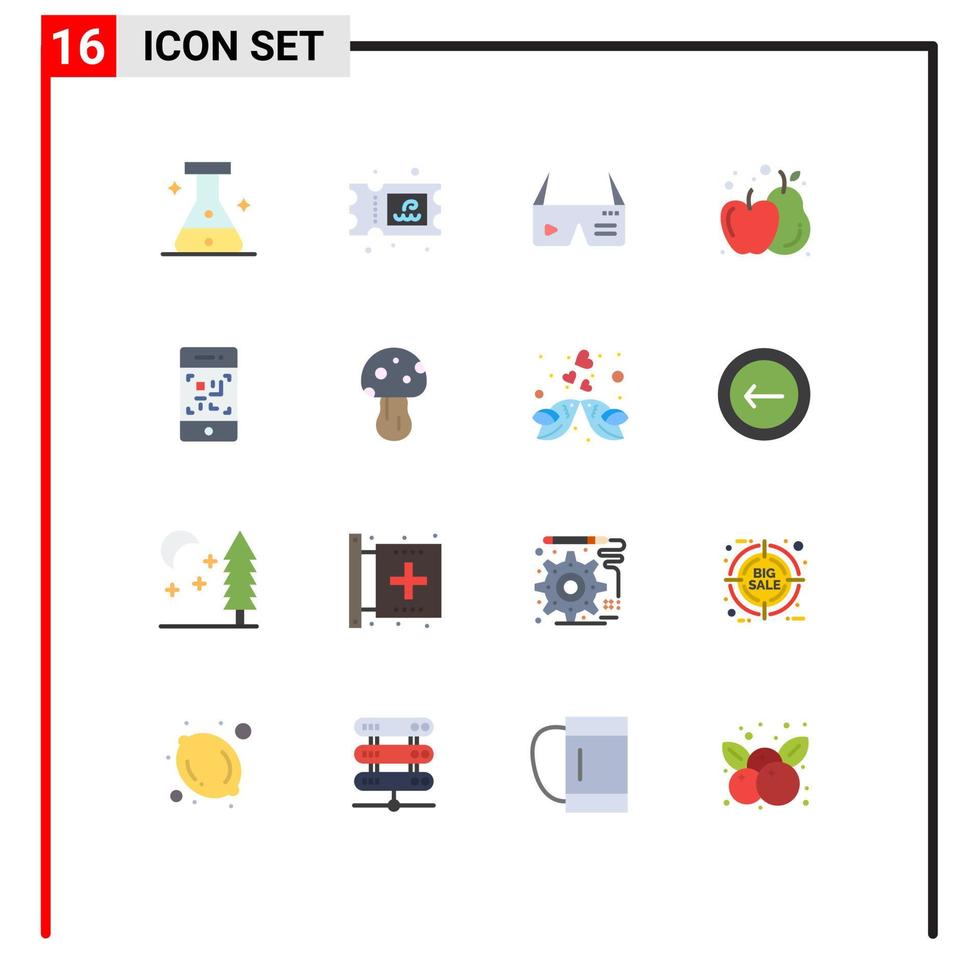 16 icônes créatives signes et symboles modernes de la technologie téléphone code à barres numérique alimentaire pack modifiable d'éléments de conception de vecteur créatif