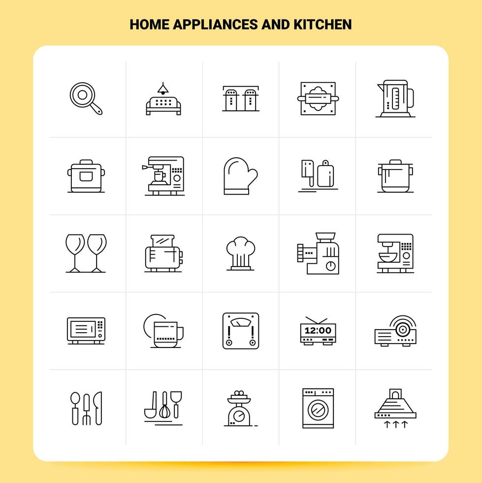 contour 25 appareils électroménagers et jeu d'icônes de cuisine conception de style de ligne vectorielle icônes noires définies pack de pictogrammes linéaires idées d'affaires web et mobiles conception illustration vectorielle vecteur