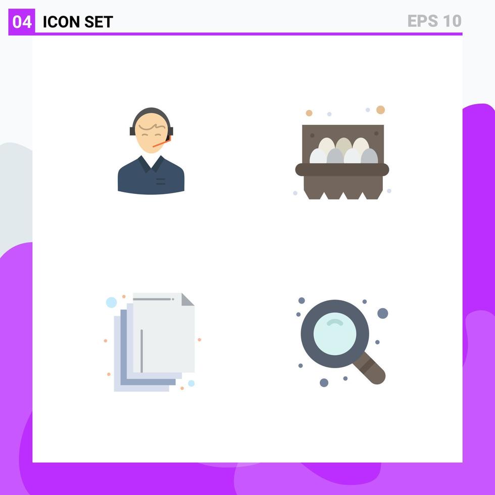 pack de 4 icônes plates créatives d'éléments de conception vectoriels modifiables de couche de service client d'œufs de support vecteur