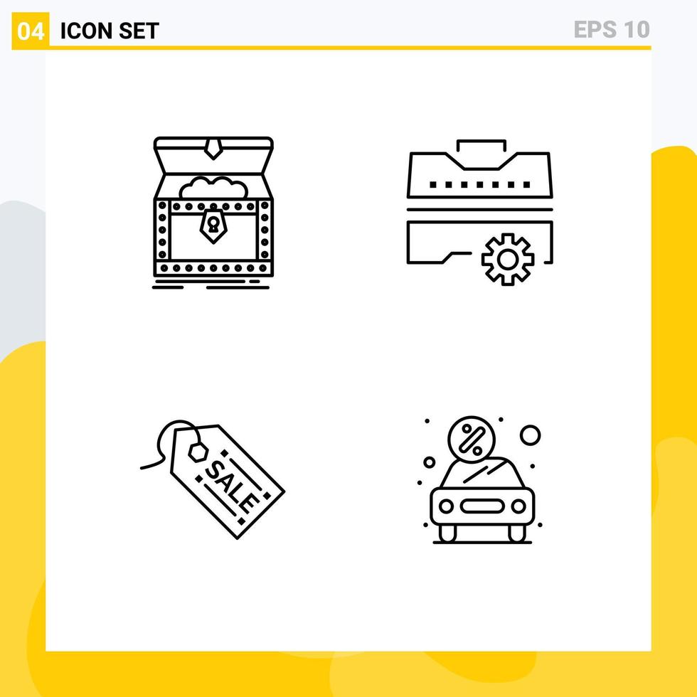 pack d'icônes vectorielles stock de 4 signes et symboles de ligne pour la boîte de récompense de commerce électronique définir des éléments de conception vectoriels modifiables vecteur