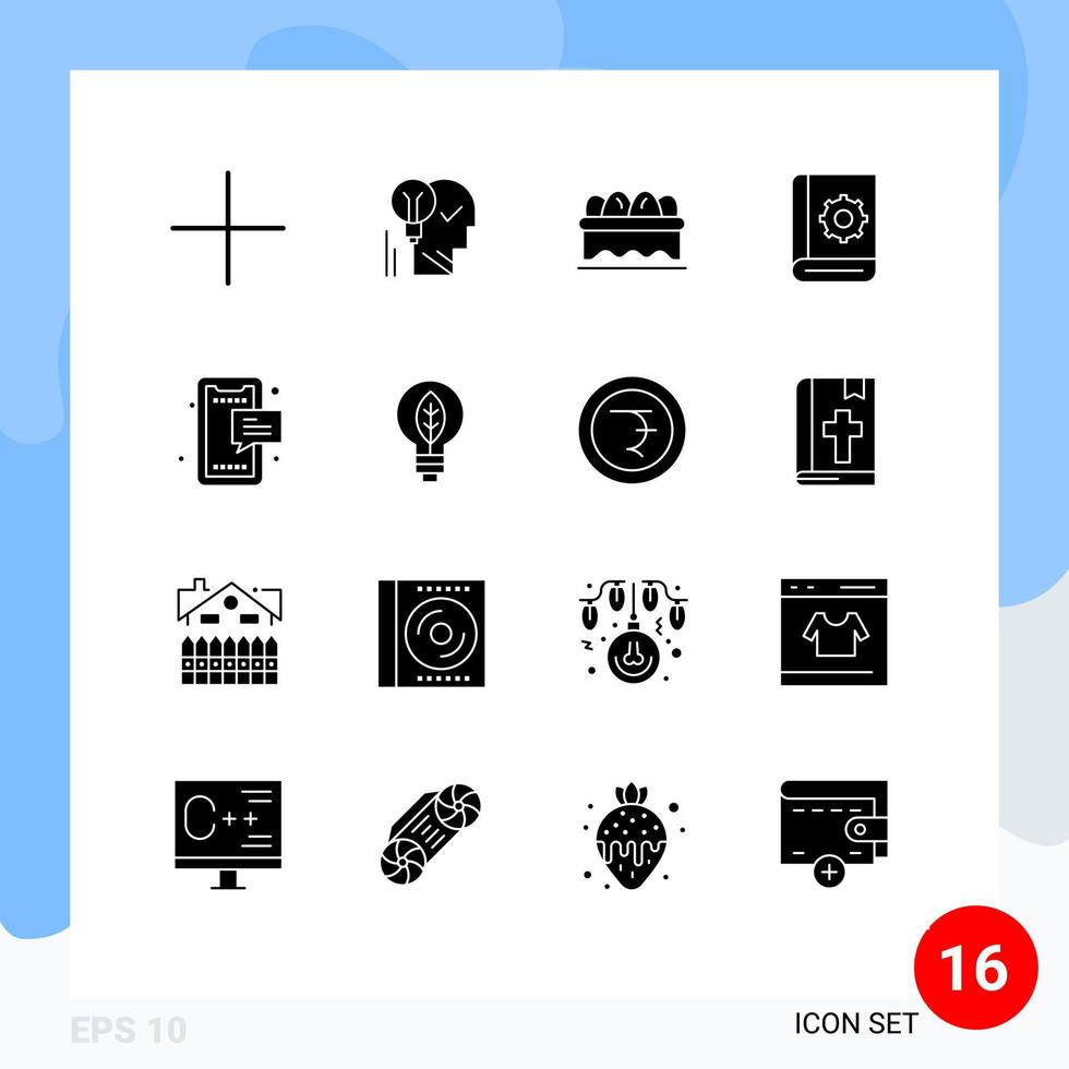 ensemble de 16 symboles d'icônes d'interface utilisateur modernes signes pour l'instruction communication assistant personnel éléments de conception vectoriels modifiables de pâques vecteur