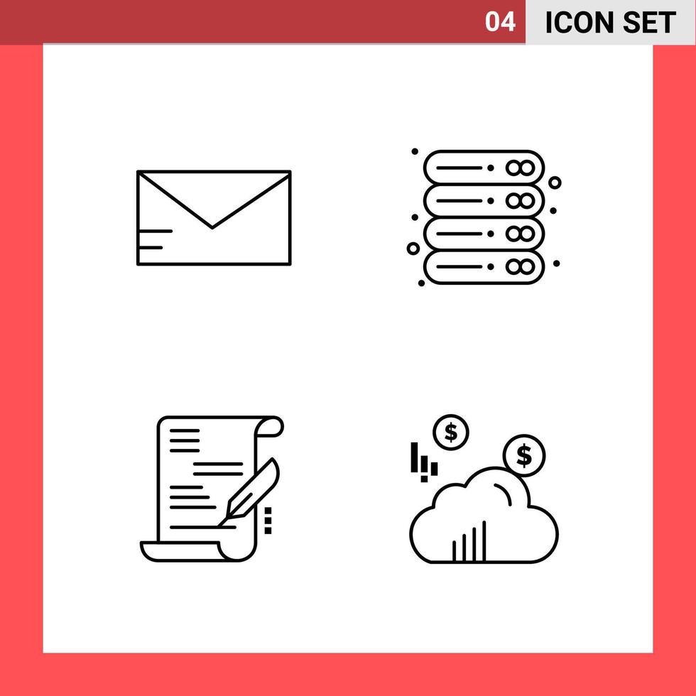 4 symboles de contour de style de ligne pack d'icônes sur fond blanc signes simples pour la conception générale vecteur