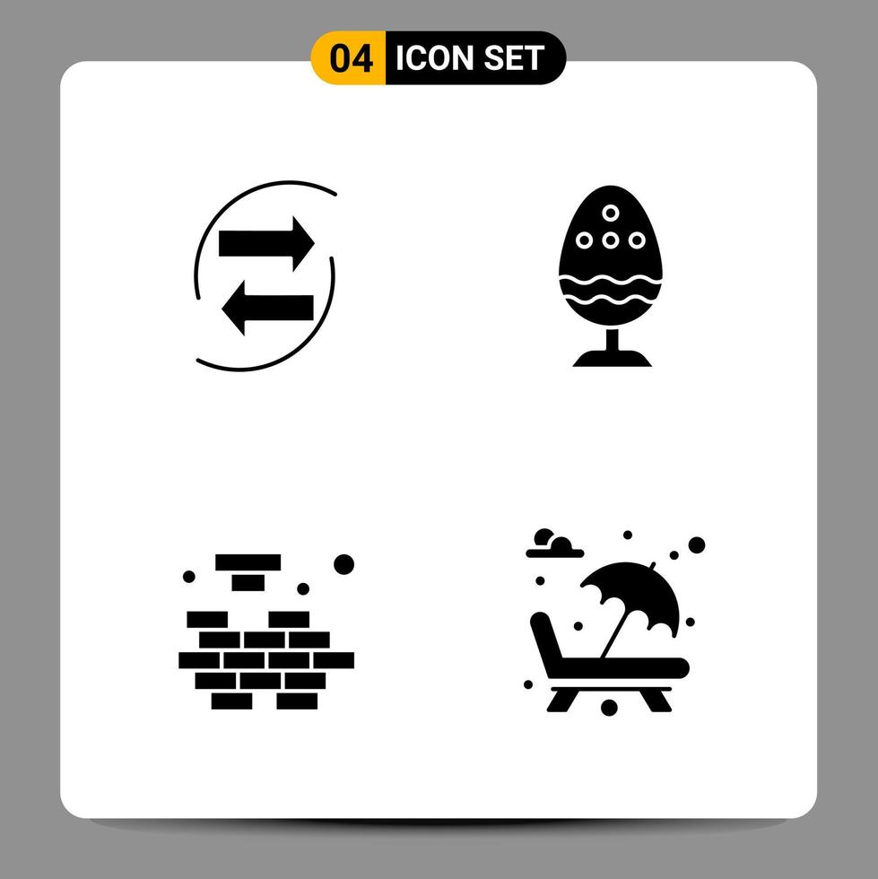 4 icônes noires pack symboles glyphes signes pour des conceptions réactives sur fond blanc 4 icônes définies vecteur