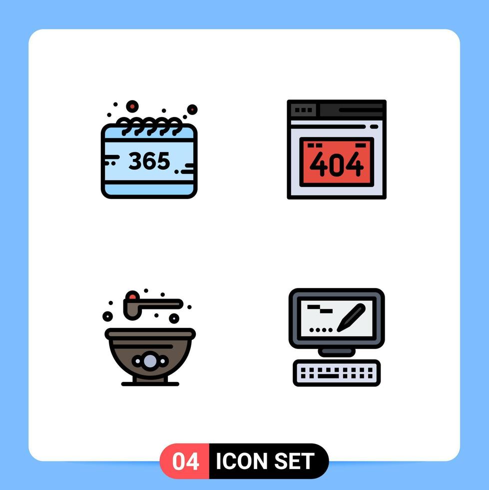 ensemble de 4 couleurs plates vectorielles remplies sur la grille pour tous les éléments de conception vectoriels modifiables du clavier d'erreur http de l'année alimentaire vecteur