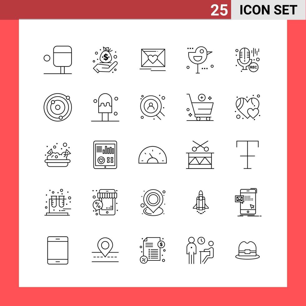 25 symboles de contour de style de ligne pack d'icônes sur fond blanc signes simples pour la conception générale vecteur