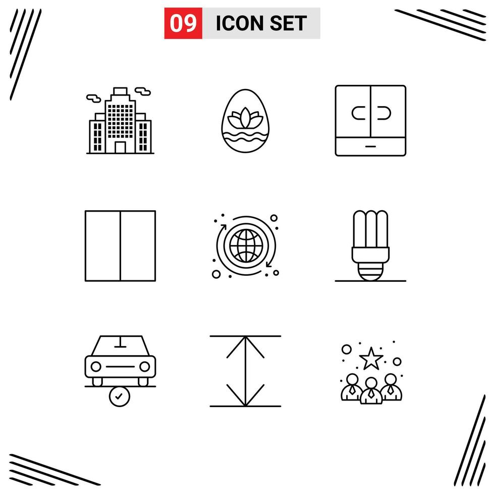 ensemble moderne de 9 contours pictogramme d'interface d'espace de travail de décor bancaire d'échange éléments de conception vectoriels modifiables vecteur